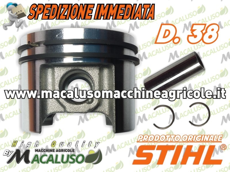 Pistone motosega Stihl MS180 d. 38 11300302004 segmento fasce - Macaluso  Macchine Agricole