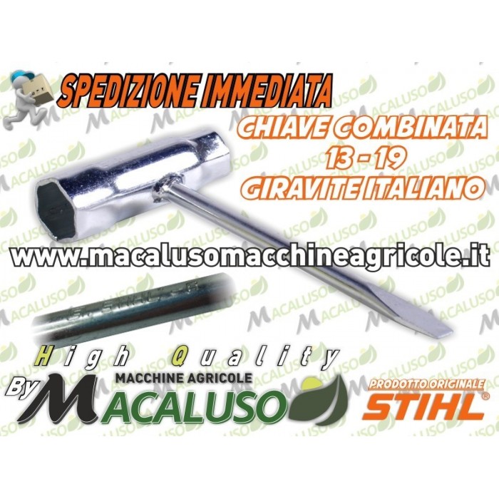 Chiave candela e spranga Stihl a T fissa 3 teste 13mm 19mm Cacciavite italiano a taglio tendicatena 11298903401