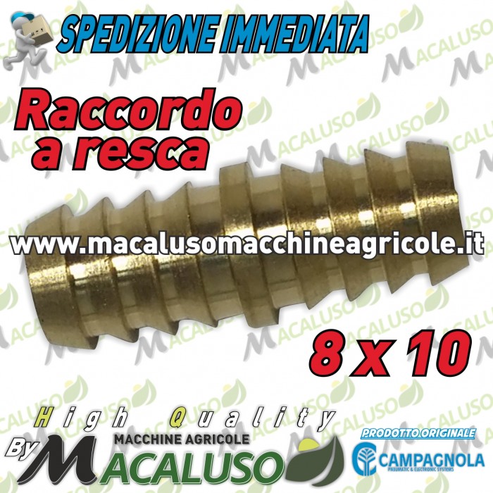 Raccordo a resca 8 x 10 riparazione tubo aria compressa compressore motocompressore Campagnola Hobby giunzione 0112 0167