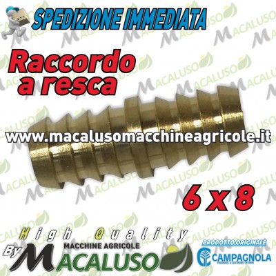 Raccordo a resca 6 x 8 riparazione tubo aria compressa compressore motocompressore Campagnola Hobby giunzione 0112 0141