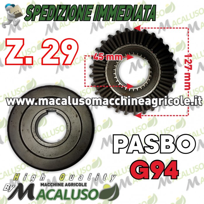 Corona coppia conica inferiore d29 motozappa Pasbo G94 eurogreen diesse sicilzappa