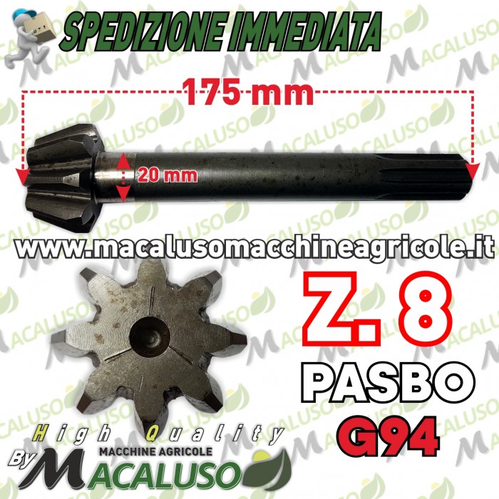 Pignone coppia conica inferiore d8 motozappa Pasbo G94 eurogreen diesse sicilzappa