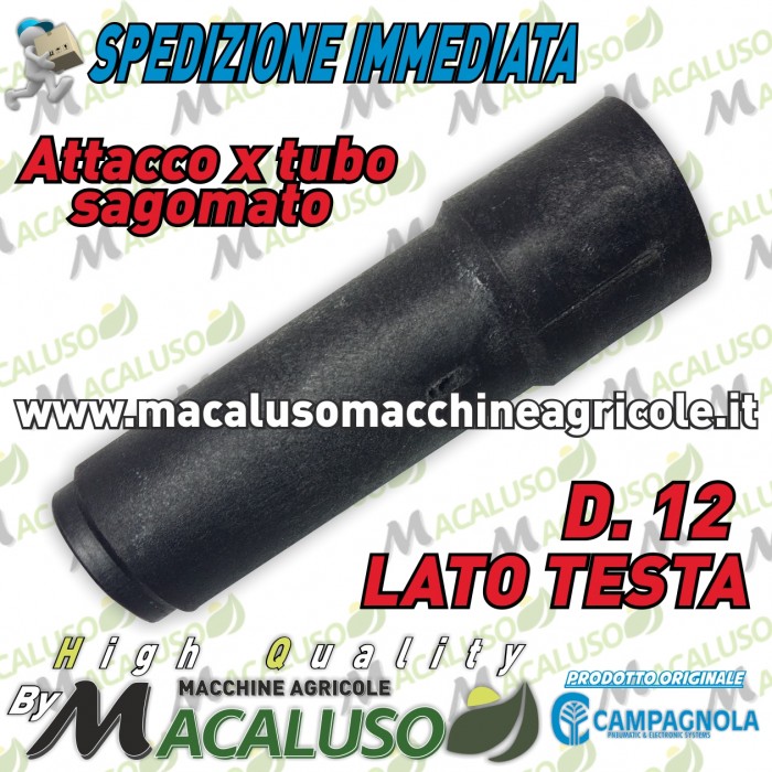Attacco per tubo sagomato D 12 abbacchiatore Campagnola asta R3 R4 lato testa 0160 0157