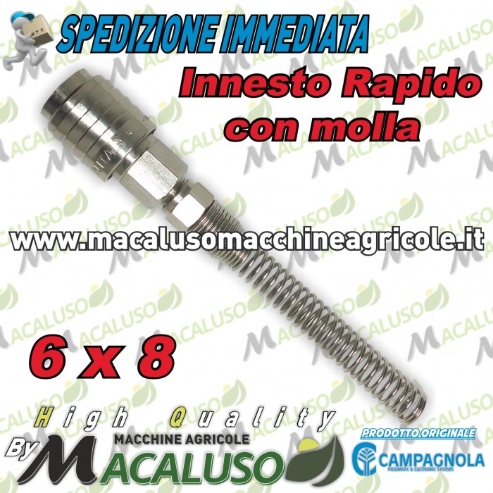 Raccordo rapito con molla Femmina tubo 6 x 8 aria compressa motocompressore Campagnola Hobby Professional 0113 0106