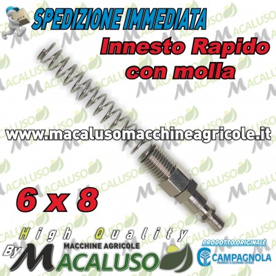 Raccordo rapito Maschio tubo 6 x 8 innesto aria compressa motocompressore Campagnola Hobby Professional con molla 0115 0102