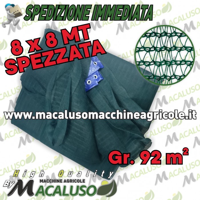 Rete spezzata raccolta olive antistrappo telo antispina occhiellato gr. 92 mq 8 x 8