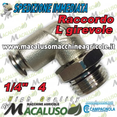 Raccordo rapido a L girevole aria compressa filetto 1/4" M - 4 x 2 motocompressore Campagnola Hobby Professional 0112 0179