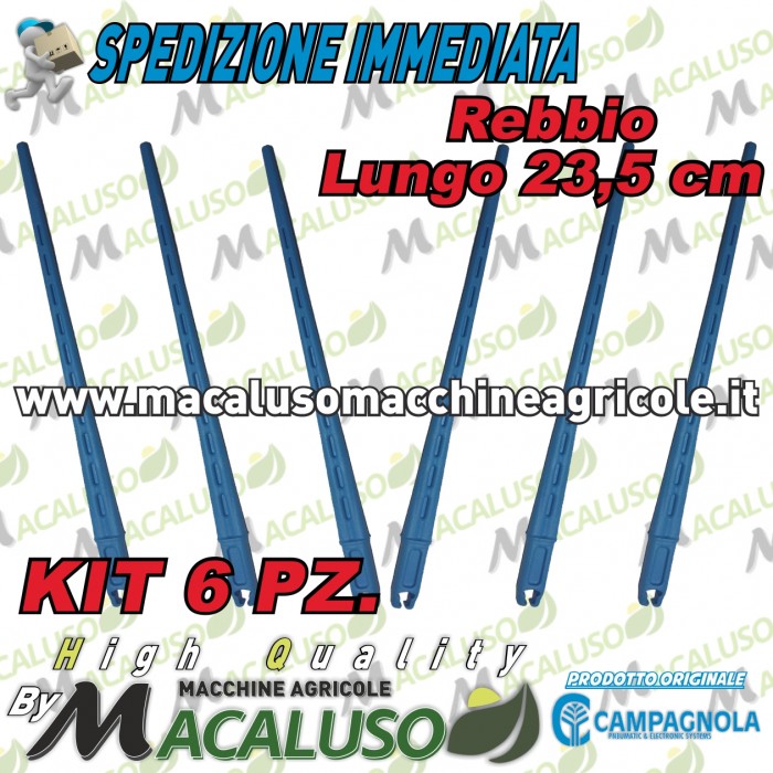 Kit 6 Rebbio lungo azzurro abbacchiatore Diablo Elektra Campagnola asta astina 0193 0131