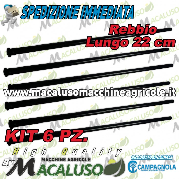 Kit 6 Rebbio lungo nero Cm.22 abbacchiatore Campagnola asta astina 01930125