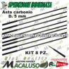 Kit 8 asta in carbonio abbacchiatore Olispeed Special Brumi mm 5 attacco mm 8 lunghezza mm 360 asticina