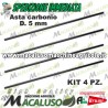 Kit 4 asta in carbonio abbacchiatore Olispeed Brumi mm 5 Lunghezza mm 360 asticina