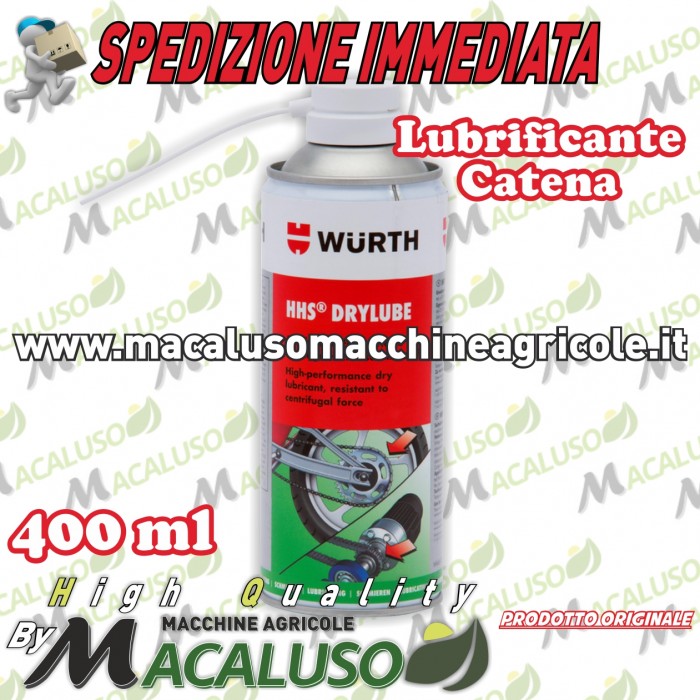 Lubrificante adesivo HHS Drylube spray Wurth Grasso catene moto bici 400 ml  olio - Macaluso Macchine Agricole