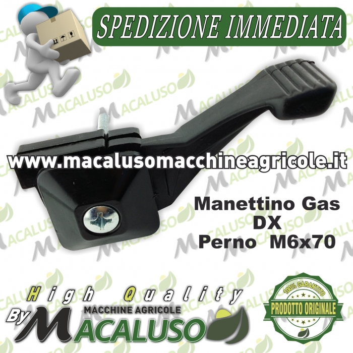 Comando acceleratore manettino gas manubrio motozappa motocoltivatore motofaciatrice perno M 6 x 70 mm