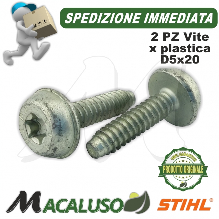 2 pz vite a stella IS D 5 x 20 Stihl perno per plastica torx 00009511100