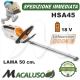 Tagliasiepe a batteria integrata Stihl HSA 45 tosasiepi hobby giardino 45110113500