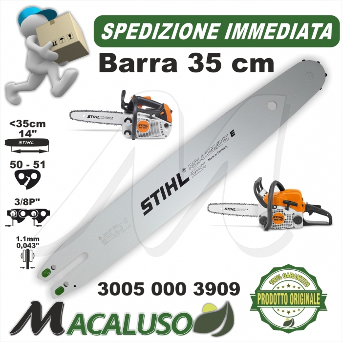 Barra Stihl 14" Cm.35 per motosega MS170 - MS171 passo 3/8P da mm.1,1 maglie 50 art.30050003909 spranga