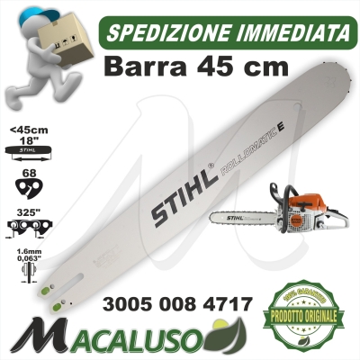 Barra Stihl 18" Cm. 45 x motosega MS250 MS251 passo 325" da mm. 1,6 maglie 68 spranga 30050084717