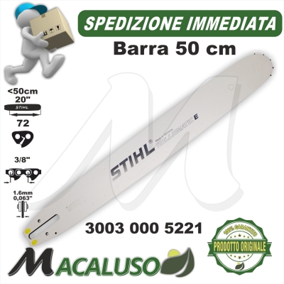 Barra Stihl 20" Cm.50 motosega MS361 MS441 passo 3/8" mm. 1,6 maglie 72 spanga 30030005221