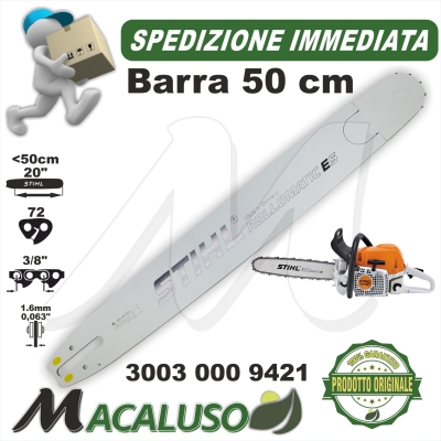 Barra Stihl 20" Cm 50 motosega MS290 MS391 MS441 p. 3/8" mm.1,6 maglie 72 30030019421 spranga rollomatic ES