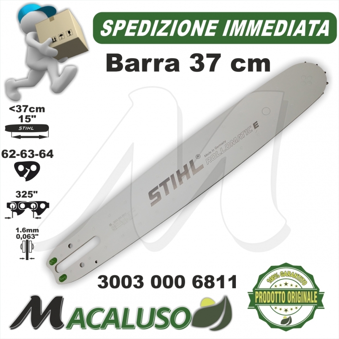 Barra Stihl 15" Cm. 37 motosega 024 026 MS260 MS280 P. 325" mm.1,6 mg. 62 spranga 30030006811