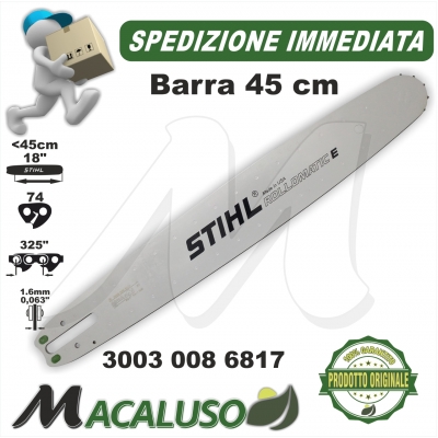 Barra Stihl 18" Cm.45 motosega MS260 MS271 MS280 P. 325" mm. 1,6 mg. 74 spranga 30030086817