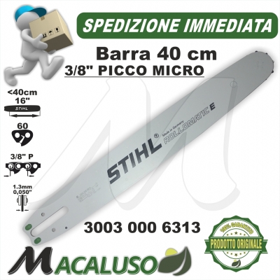 Barra Stihl 16" Cm.40 motosega 024 026 MS240 MS260 P. 3/8" PI mm. 1,3 mg. 60 spranga 30030006313