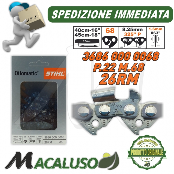 Catena Stihl x motosega Passo 325 sp.1,6 maglie 68 barra spranga 36860000068