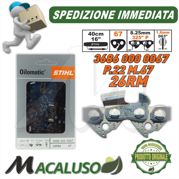Catena Stihl x motosega Passo 325 sp.1,6 maglie 67 barra spranga 36860000067