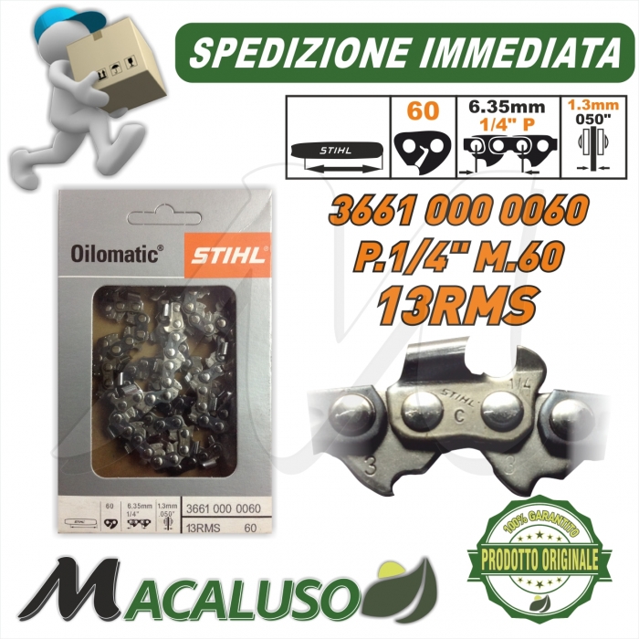 Catena Stihl x motosega Passo 1/4 sp.1,3 maglie 60 Art.36610000060