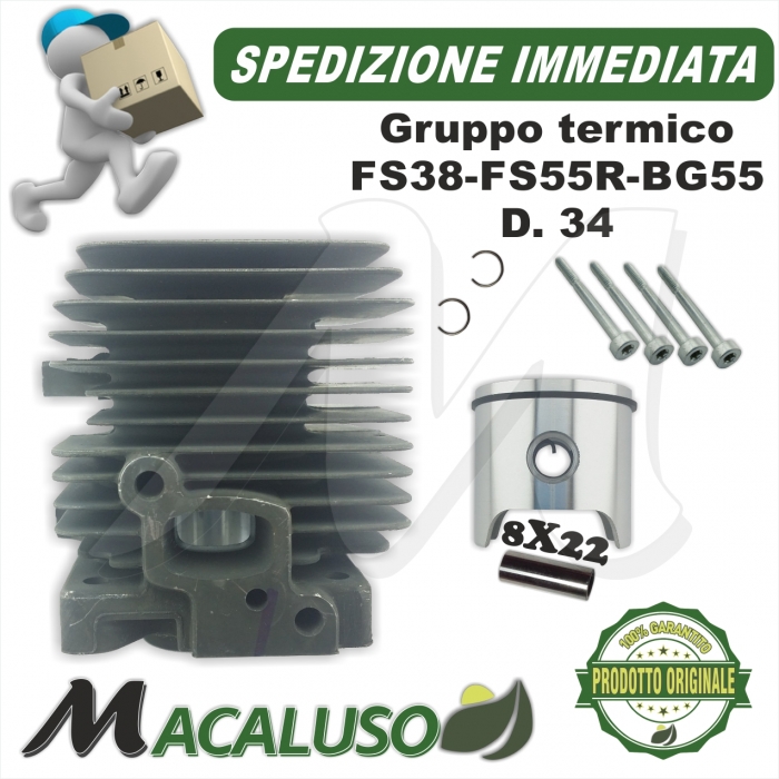 Cilindro pistone Stihl decespugliatore FS38 FS55R tagliasiepe HS45 d. 34 gruppo termico 41400201204