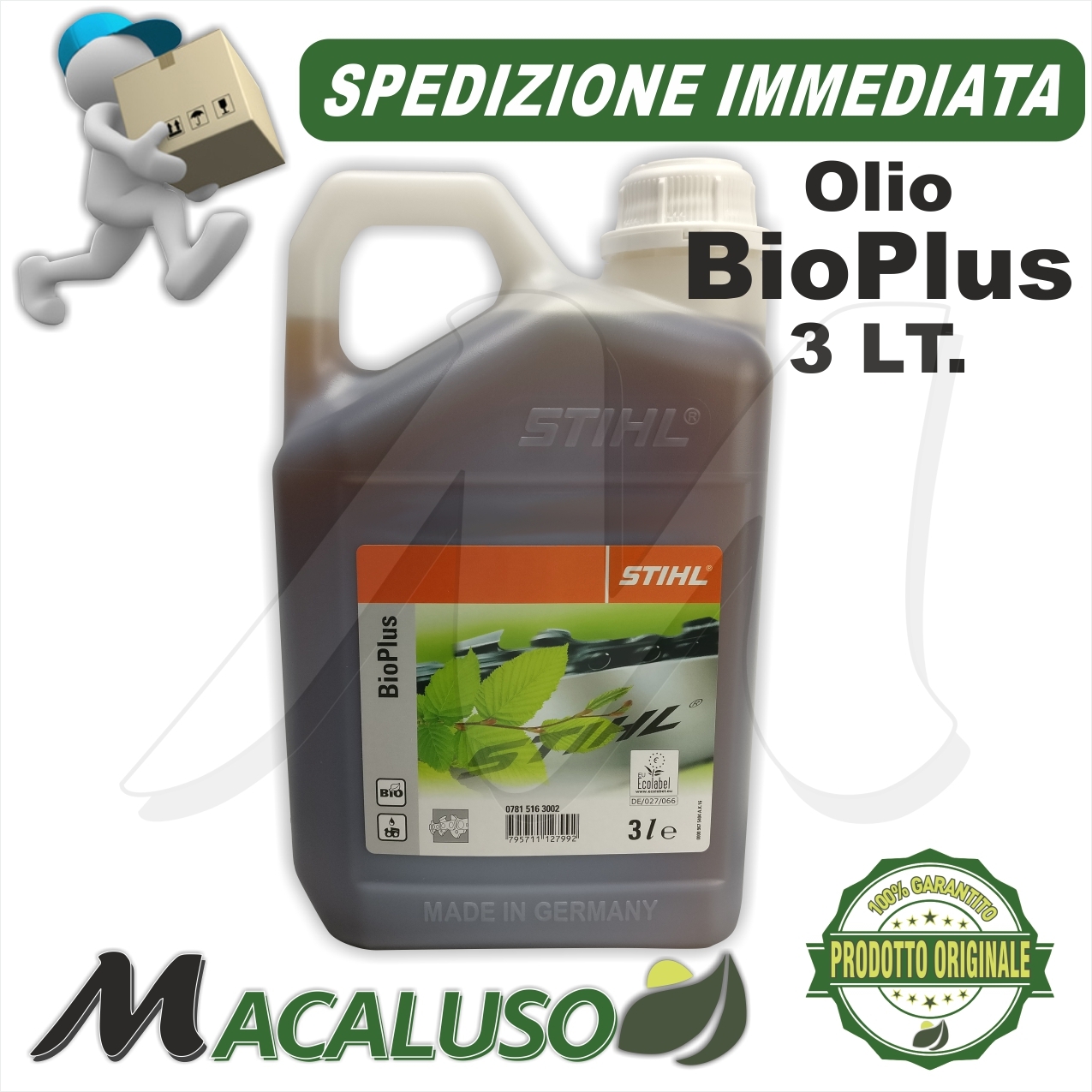 Olio catena Stihl BioPlus 3 litri ecologico 07815163002 motosega bio plus  protettivo - Macaluso Macchine Agricole