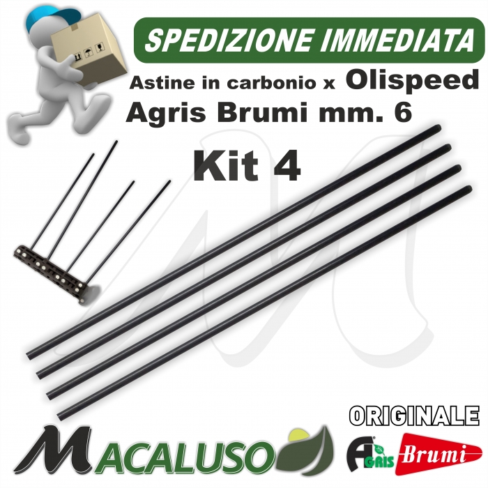 Kit 4 sta in carbonio abbacchiatore Olispeed Brumi mm 6 lunghezza 360 asticina