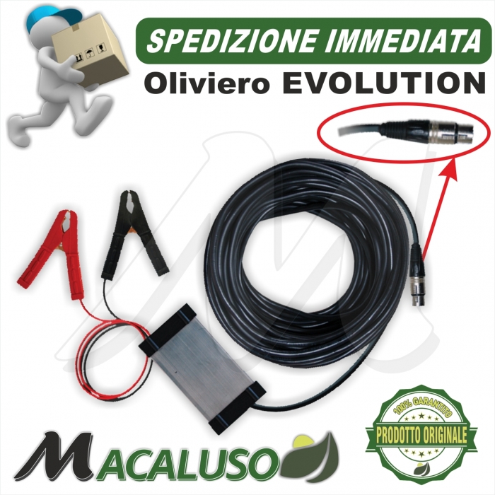 Alimentatore completo con 20 mt. di cavo per abbacchiatore Oliviero Evolution, art.A001 E