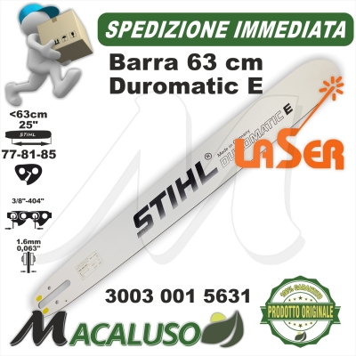 Barra Stihl 25" Cm. 63 motosega 044 MS290 MS441 passo 3/8" mm.1,6 maglie 84 30030015631 spranga laser