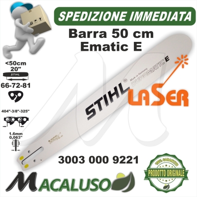 Barra Stihl 20" Cm.50 motosega MS290 MS390 MS660 passo 3/8" da mm.1,6 maglie 72 spranga 30030009221
