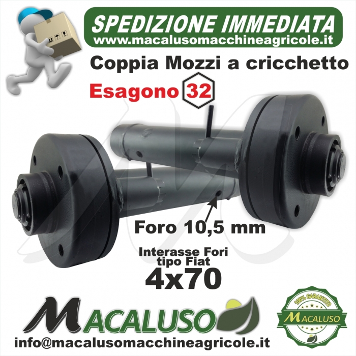 Mozzi a cricchetto motozappa esagono 32 semi differenziale flangia fiat 4x70 mozzo