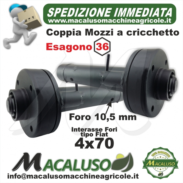 Mozzi a cricchetto motozappa esagono 36 semi differenziale flangia fiat 4x70 mozzo