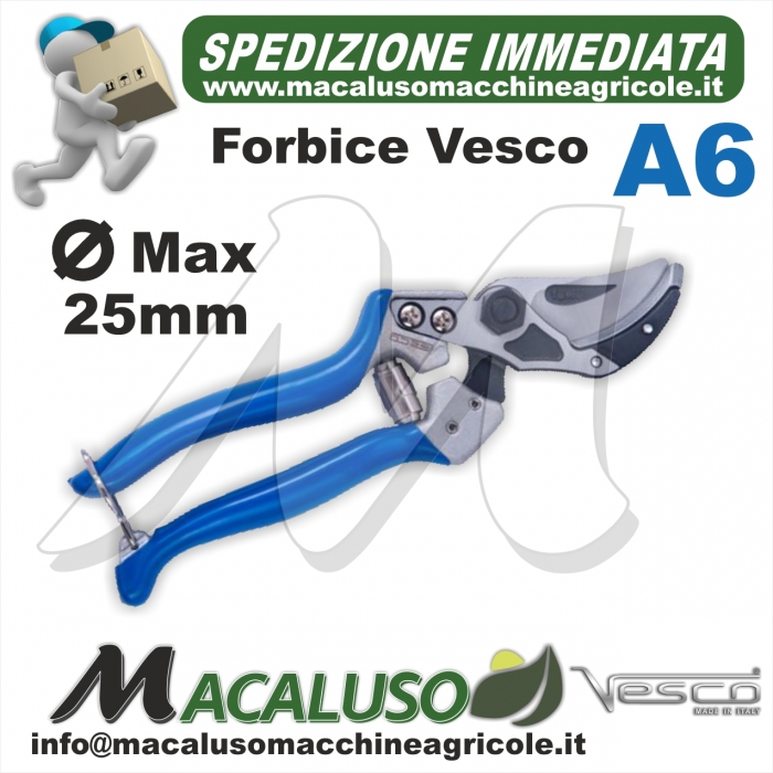 Forbici da vigna, struttura in alluminio, lama intercambiabile, professionali Paolucci