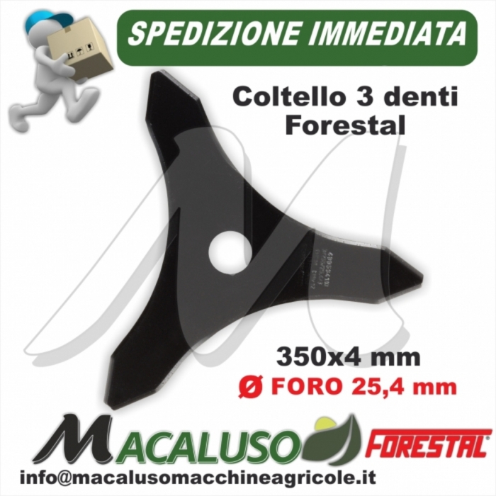 Disco Forestal a 3 denti mm. 350 x 25,4 x 4 decespugliatore lama coltello  professionale - Macaluso Macchine Agricole