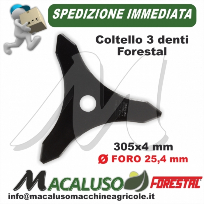 Disco professionale Forestal 3 denti mm. 305 x 25,4 x 3 lama decespugliatore  coltello - Macaluso Macchine Agricole