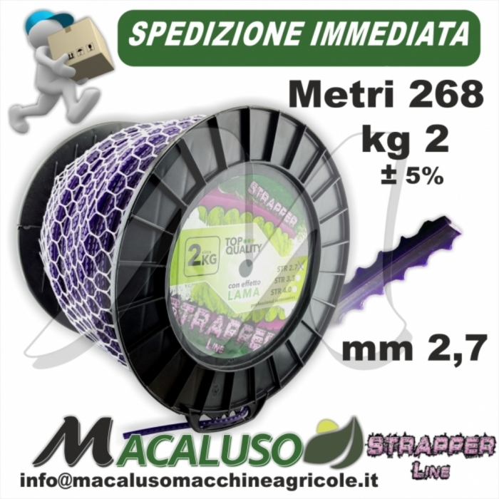 Filo nylon decespugliatore seghettato mm.2,7 Kg.2 effetto lama platino PROFESSIONALE