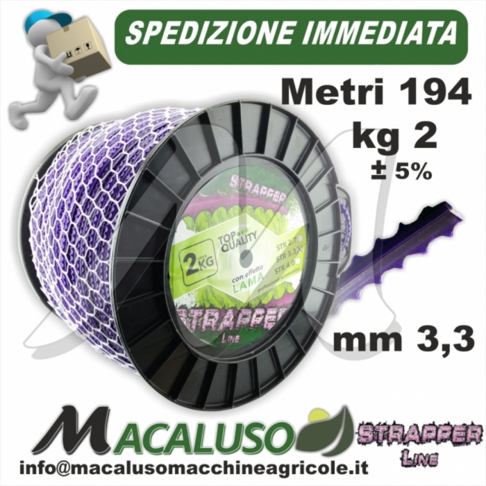 Filo nylon decespugliatore seghettato mm.3,3 Kg.2 effetto lama platino PROFESSIONALE
