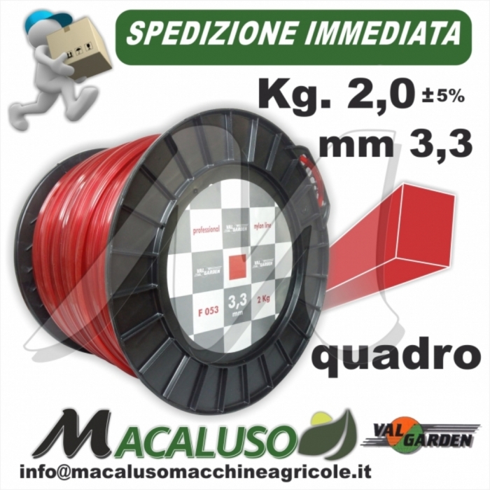 Filo nylon decespugliatore Valgarden Nylon line Quadro da mm.3,3 Kg.2 PROFESSIONALE
