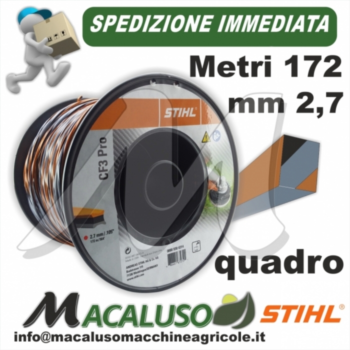 Filo nylon Stihl CF3 Pro quadrato da mm. 2,7 x 172 mt 00009304314 decespugliatore