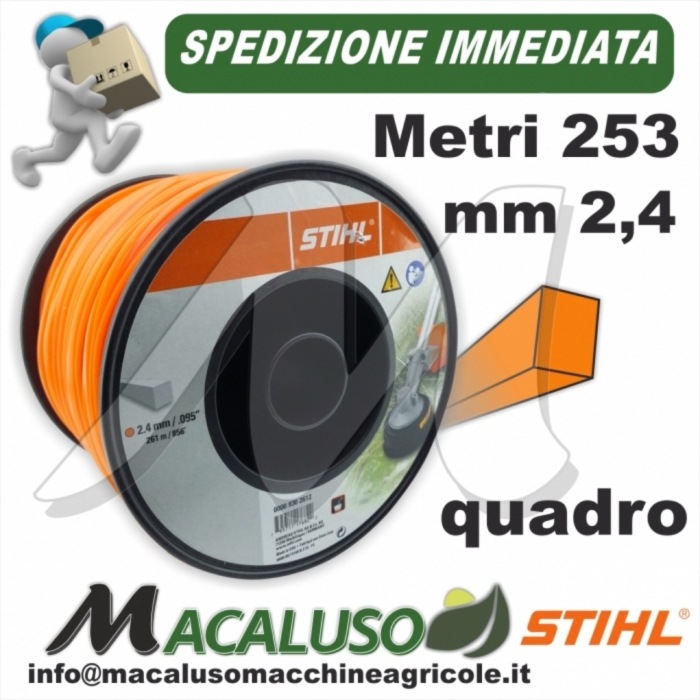 Filo nylon Stihl quadrato da mm.2,4 x 261 mt 00009302612 decespugliatore quadro