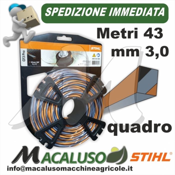 Filo nylon Stihl quadrato da mm.3,0 x 45 mt 00009304305 decespugliatore