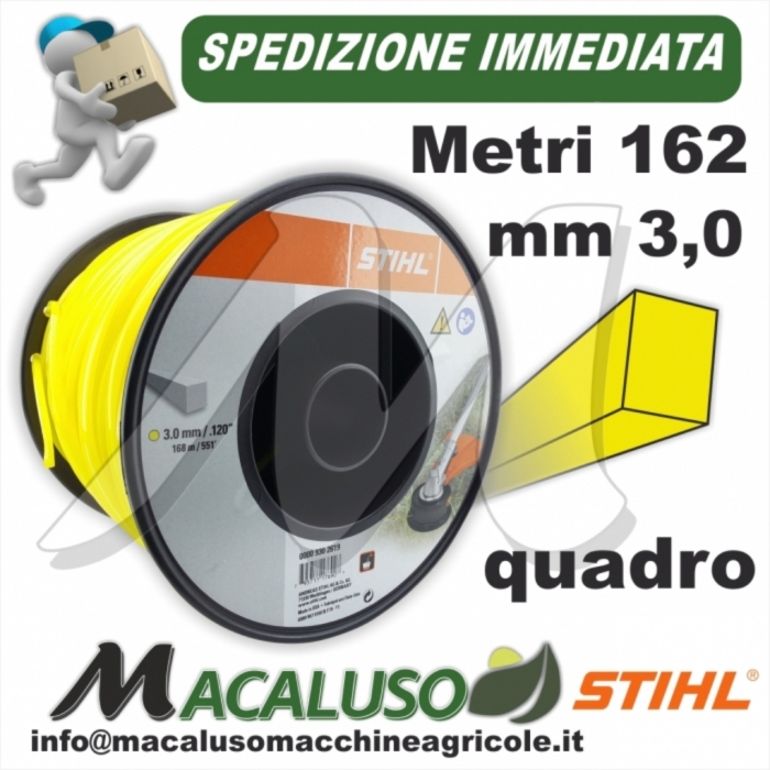 Filo nylon Stihl quadrato giallo da mm 3,0 x 168 mt 00009302619 decespugliatore quadro