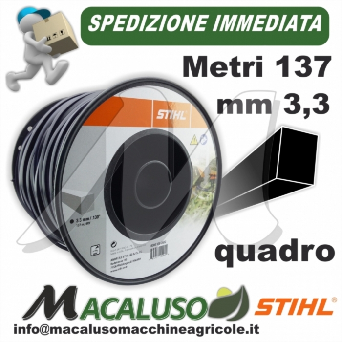 Filo nylon Stihl quadrato da mm.3,3 x 140 metri art.00009302622