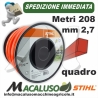Filo nylon Stihl quadrato rosso da mm 2,7 x 208 mt 00009302616 decespugliatore quadro