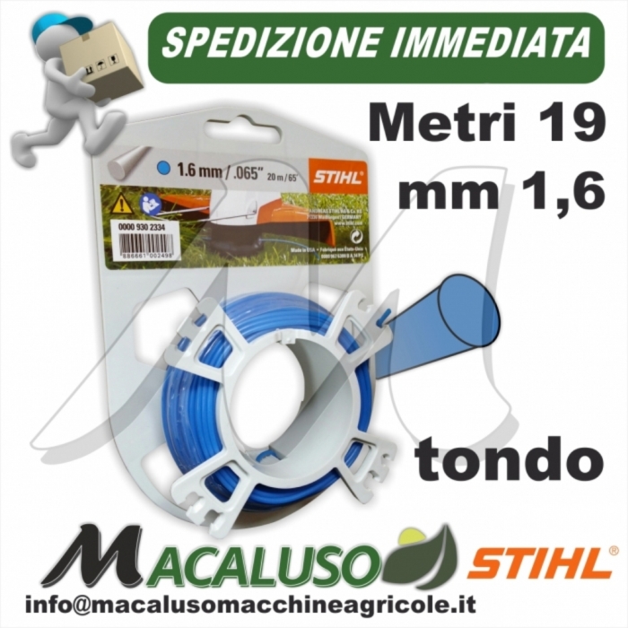 Filo nylon Stihl tondo mm.1,6 x 20 mt. 00009302334 decespugliatore